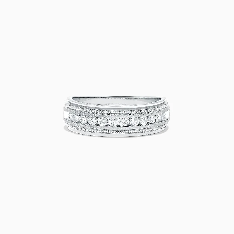 Custom diamond engagement rings-Men's 14K White Gold Diamond Ring, 0.47 TCW