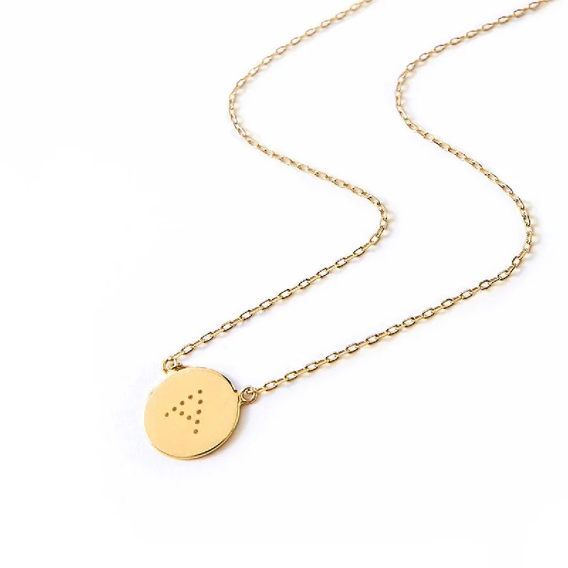 Statement gemstone necklaces-Dotted Initial Disc Necklace