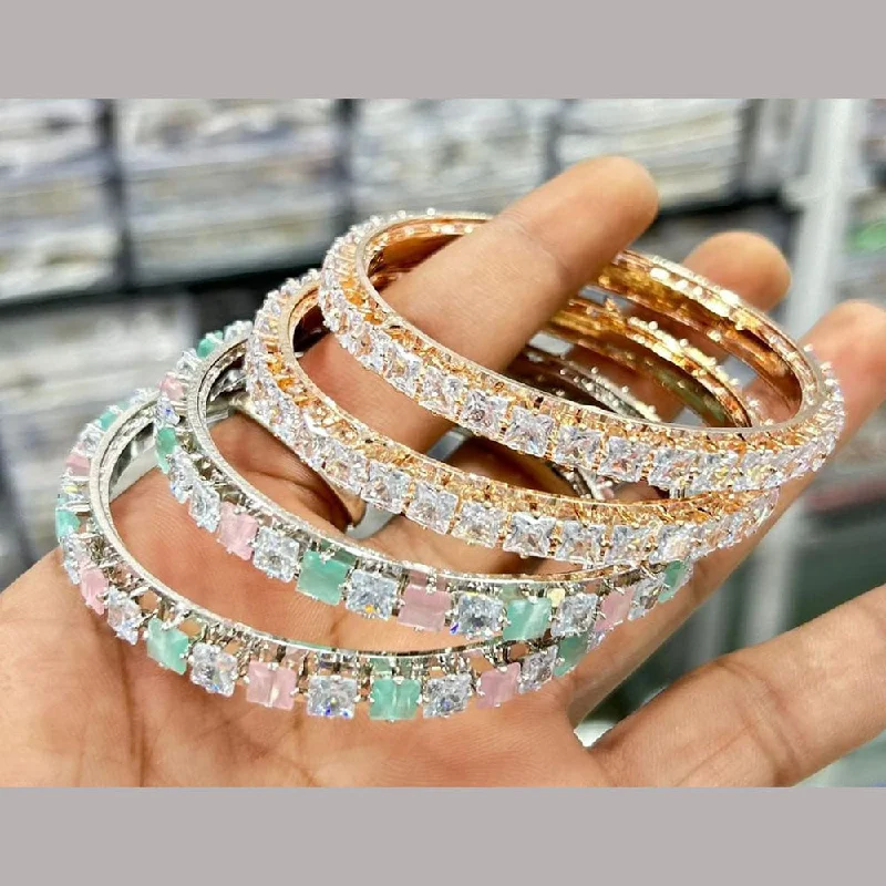 gemstone healing bangles-High-quality bangles for weddings-Pooja Bangles Crystal Stone Bangles Set