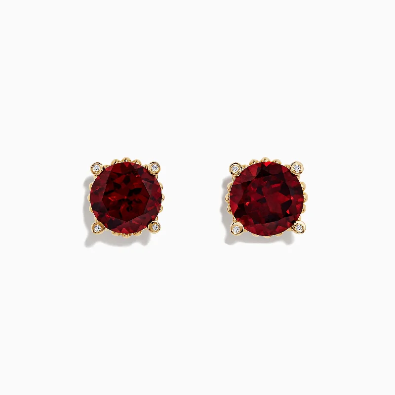 Silver Clip-On Earrings For Non-Pierced Ears-Bordeaux 14K Yellow Gold Garnet and Diamond Earrings, 11.32 TCW