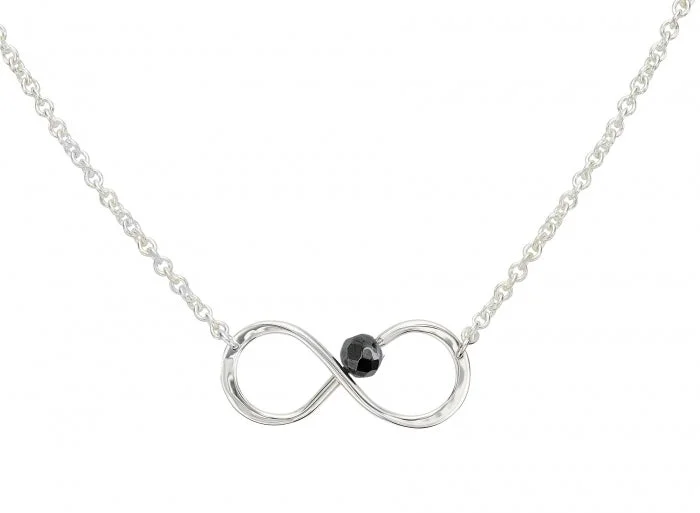 Moon phase necklaces for women-Hematite Infinity Necklace in Silver by E.L. Designs