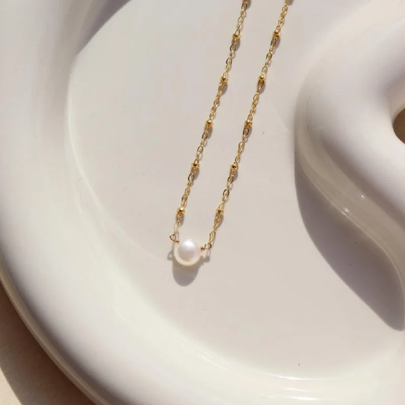 Simple gemstone necklaces for everyday use-Beaded Pearl Necklace