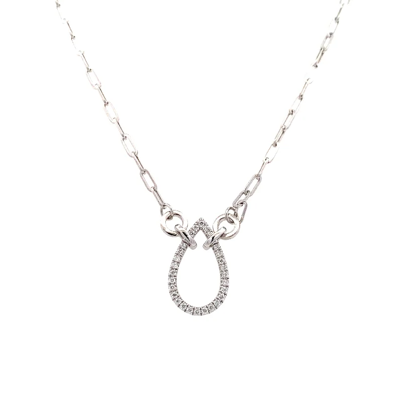 Crystal pendant necklaces-DIamond Fancy Link Necklace in White Gold by Gabriel & Co.