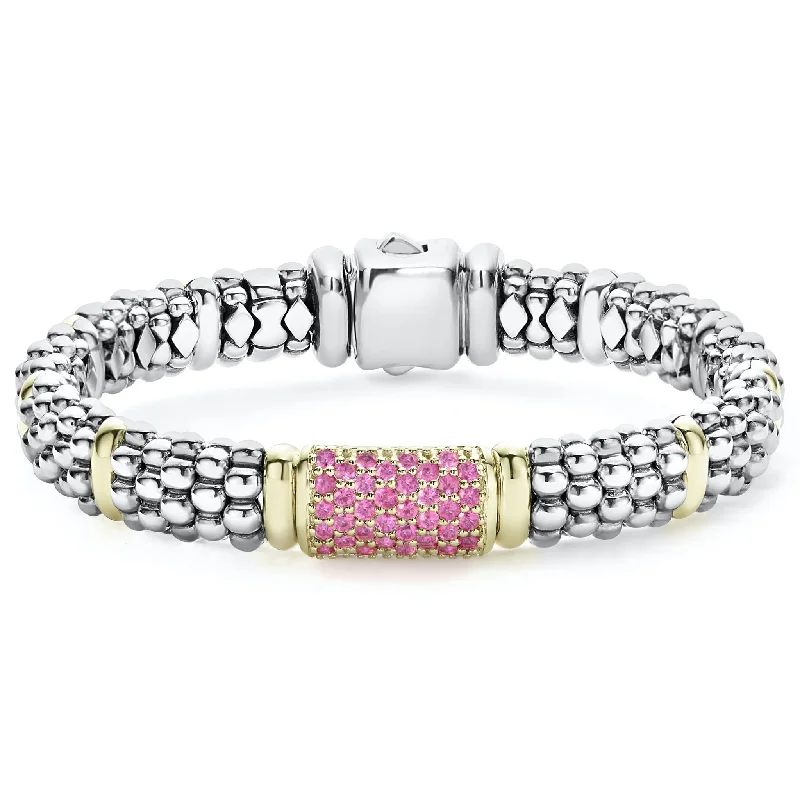 Cultural Bracelets-Pink Sapphire Caviar Bracelet | 9mm (Size M)