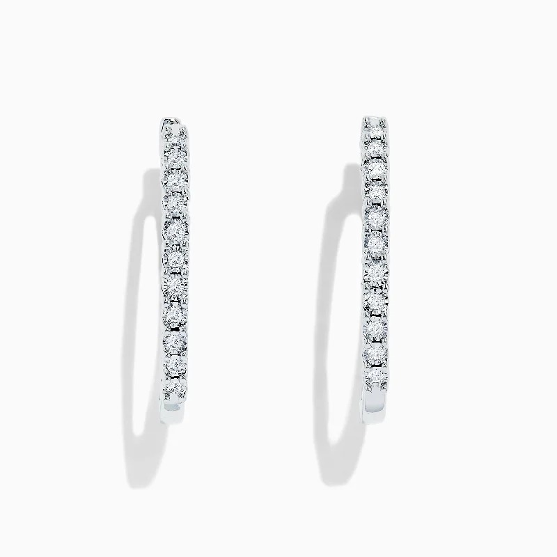 Artistic Drop Earrings For Creative Looks-925 Sterling Silver Diamond Hoop Earrings, 0.24 TCW