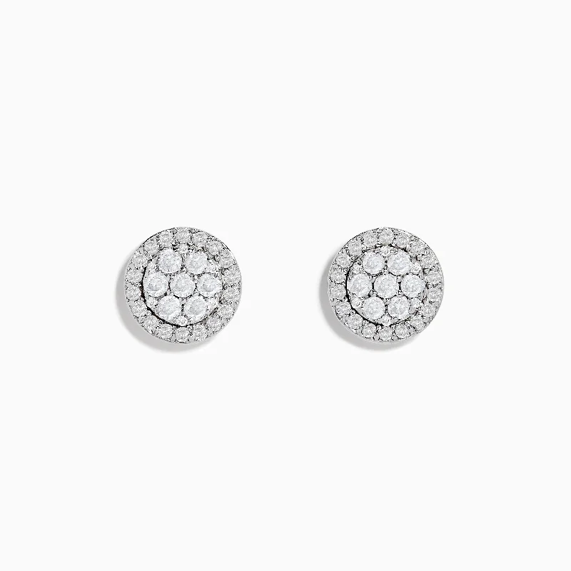 Trendy Earrings For Weddings-Bouquet 14K White Diamond Cluster Stud Earrings 0.95TCW