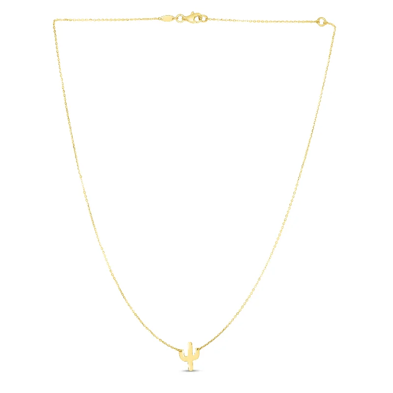 Men’s necklaces with unique designs-14K Gold Mini Cactus Necklace