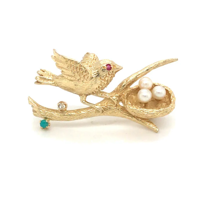 Trendy Brooch-Bird & Nest Brooch