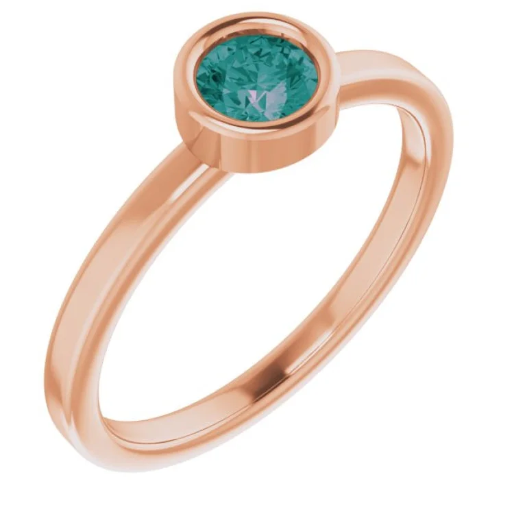 Handmade rings-14K Rose 4.5 mm Lab-Grown Alexandrite Ring