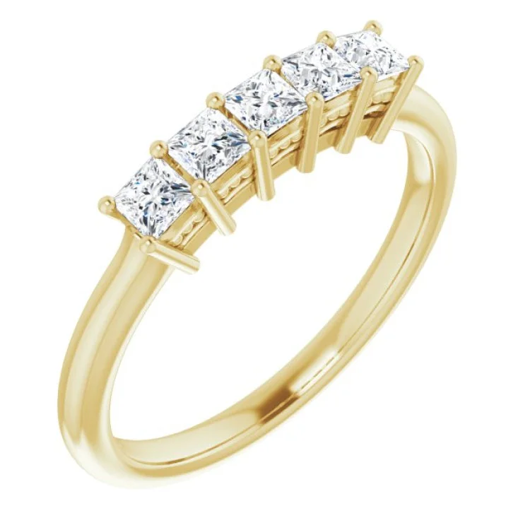 Affordable promise rings for women-14K Yellow 1/2 CTW Natural Diamond Anniversary Band