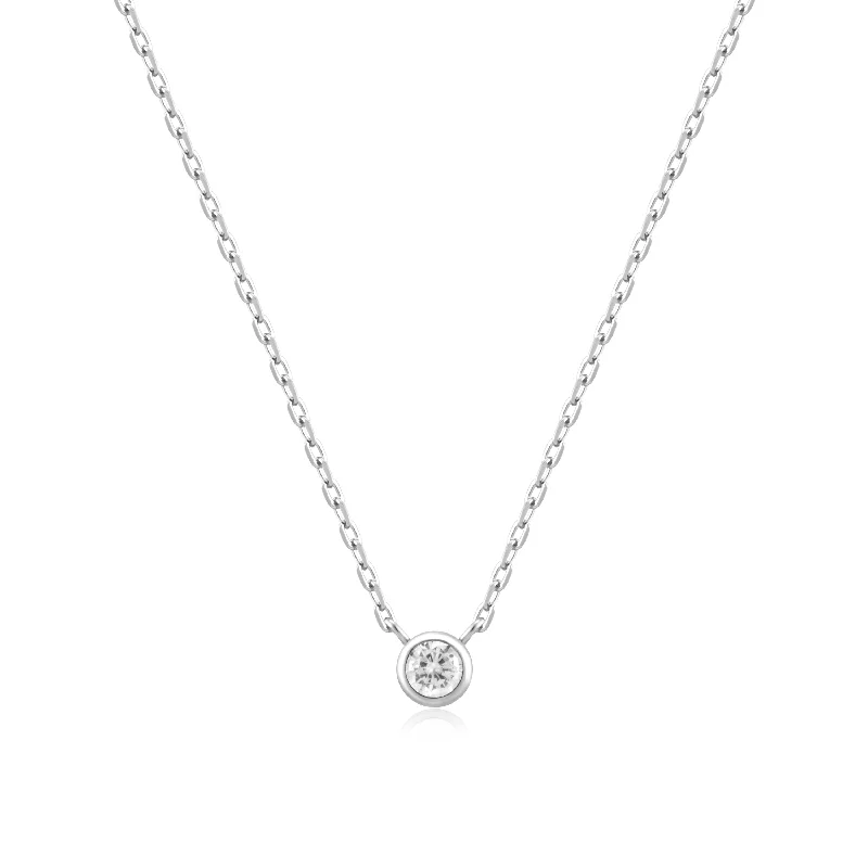 Charm necklaces for birthdays-CZ Solitaire Necklace in Silver by Ania Haie