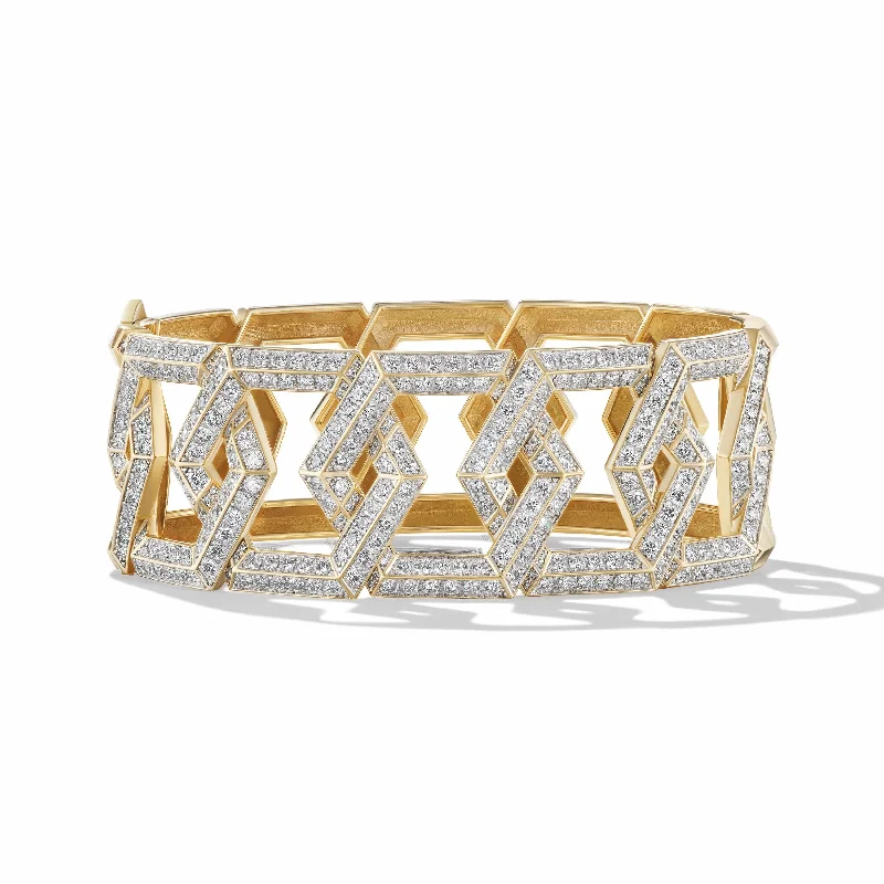 Diamond Bracelets-Carlyle Bracelet in 18K Yellow Gold with Pave Diamonds