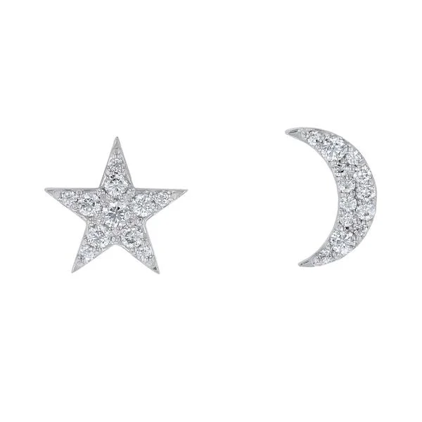 Swarovski Earrings For Sparkling Shine-Celestial Star and Moon Stud Earrings