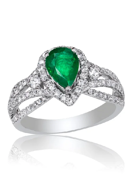 Sapphire rings-Gemma White Gold Emerald & Diamond Ring, 1.75 TCW