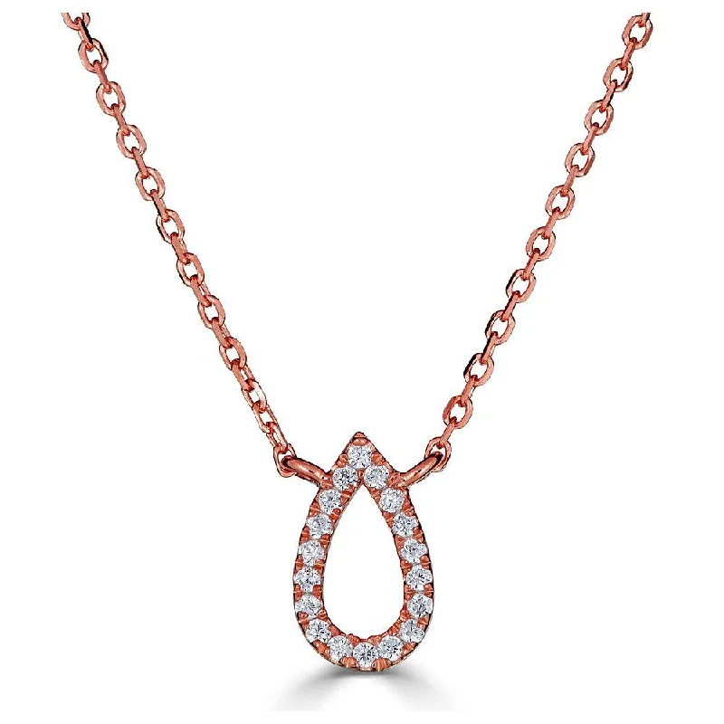 Silver necklaces with abstract pendants-Emilique 14KT Gold 1/20 CTW Diamond Pear Outline Necklace