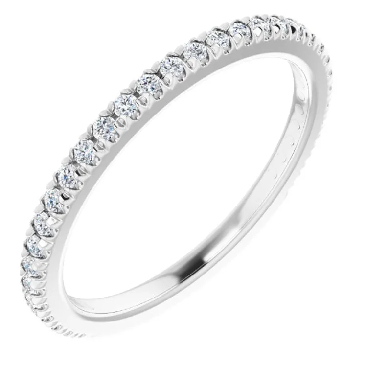 Stainless steel rings-14K White 1/3 CTW Natural Diamond French-Set Anniversary Band