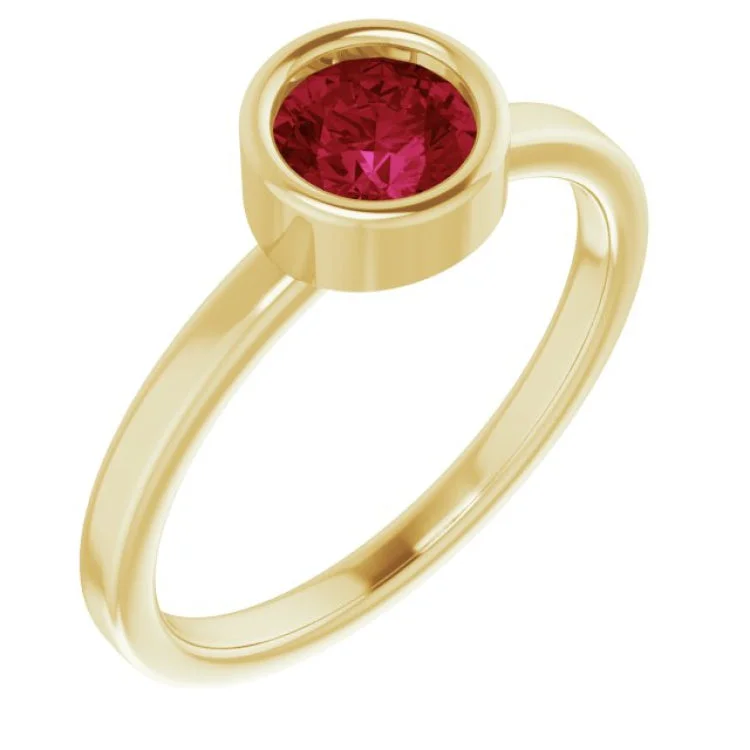 Handmade custom wedding bands-14K Yellow 5.5 mm Natural Ruby Ring