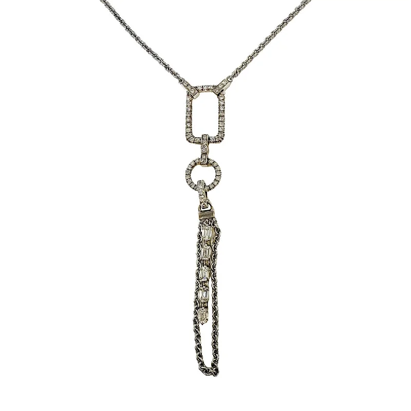 Chain necklaces for layering looks-Norman Covan 18K White Gold Diamond Pendant Necklace