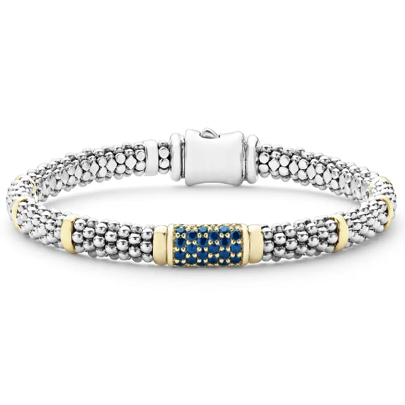 Statement Bracelets-Blue Sapphire Caviar Bracelet | 6mm (Size M)