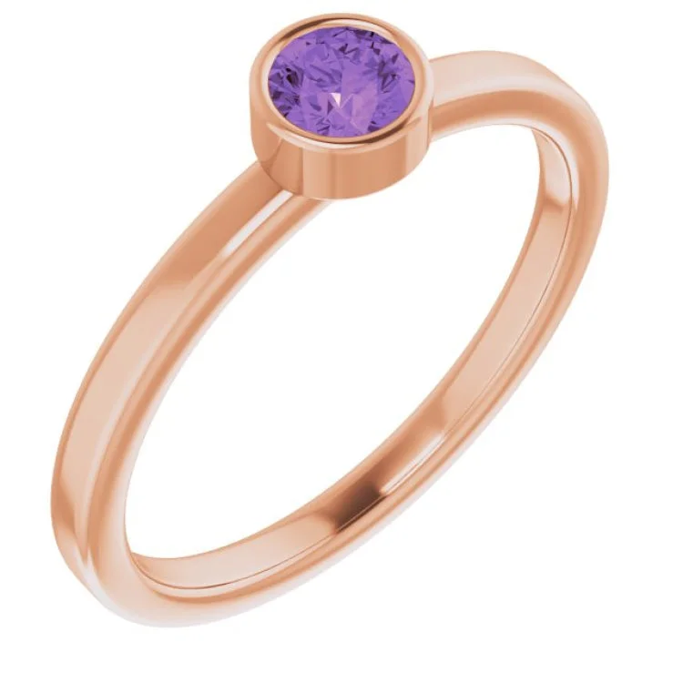 Women’s rings-14K Rose 4 mm Natural Amethyst Ring