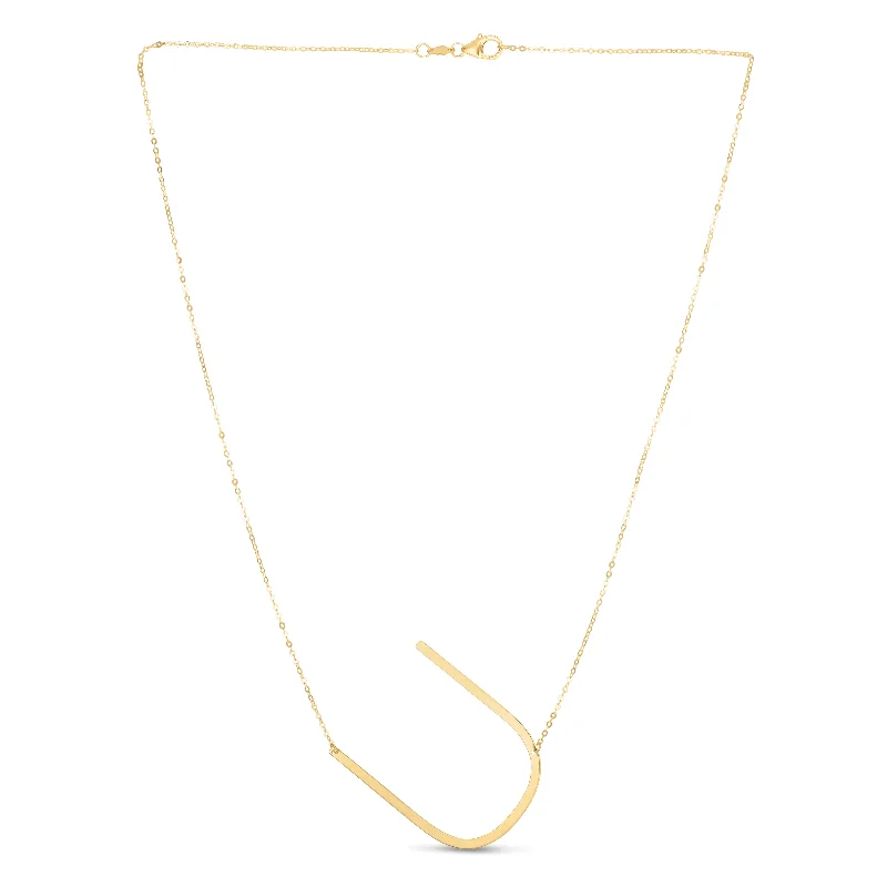 Sterling silver necklaces for gifts-14K Gold Large Initial U Necklace