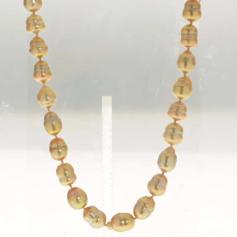 Luxury necklaces for bridesmaids-14KT Yellow Gold Golden South Sea Pearl Necklace