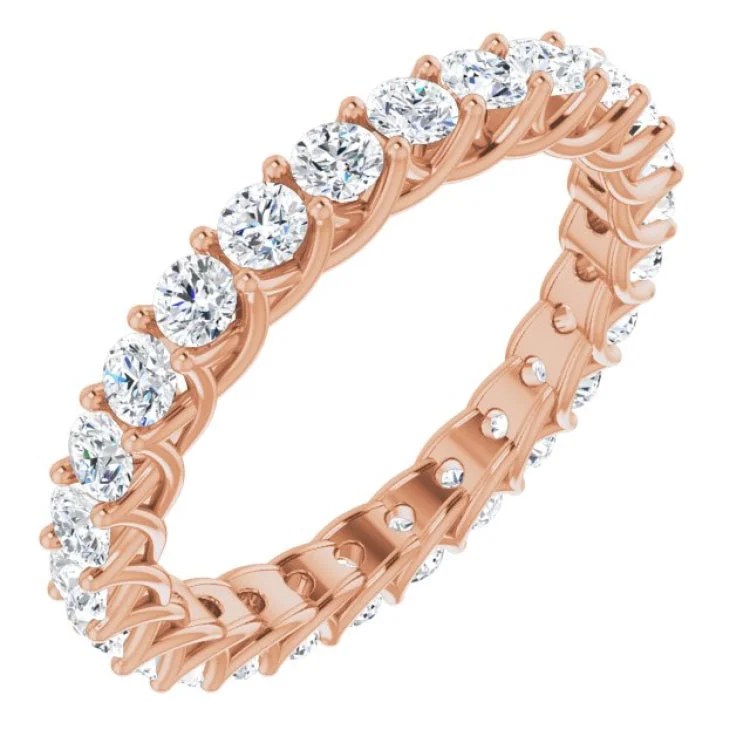 Rose gold engagement rings for brides-14K Rose 1 1/2 CTW Diamond Eternity Band