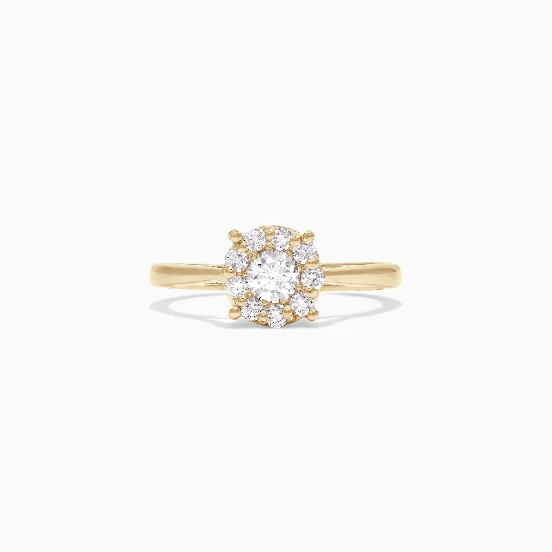 Stylish rings for couples-Bouquet 14K Yellow Gold Diamond Cluster Ring, 0.51 TCW