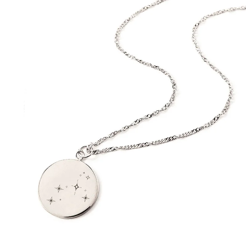 Chain necklaces for layering looks-Constellation Zodiac Disc Necklace