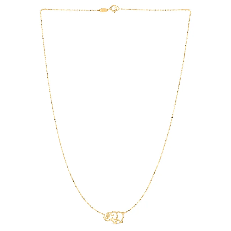 Handcrafted silver necklaces-14K Gold Elephant Necklace