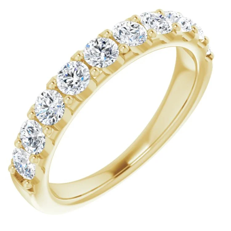 Wedding rings with pearl stones for men-14K Yellow 1 CTW Natural Diamond Anniversary Band