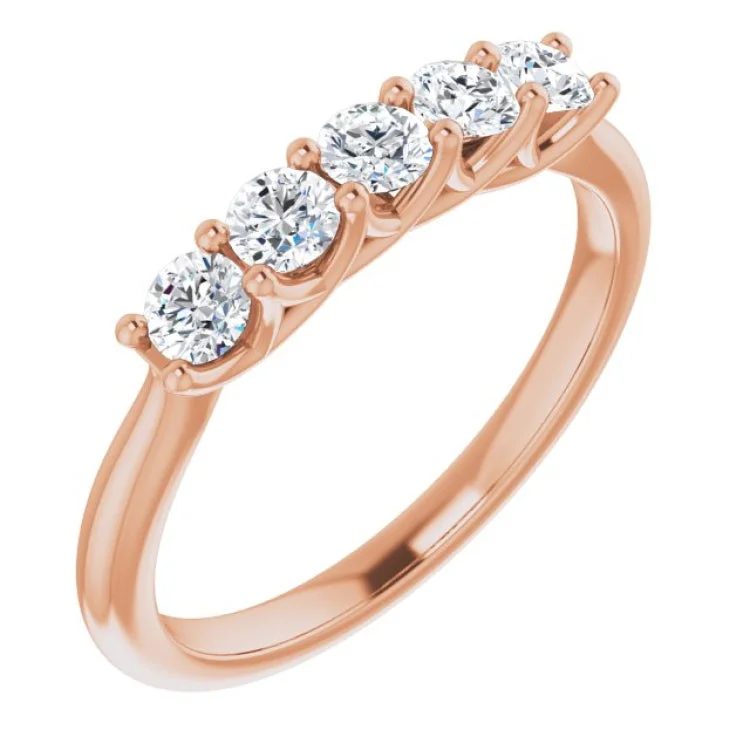 Gold rings-14K Rose 1/2 CTW Natural Diamond Anniversary Band