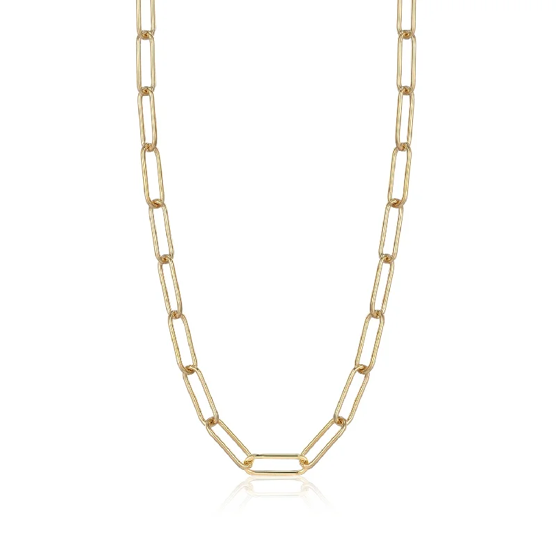 Diamond necklaces for weddings-Paperclip Chunky Chain Necklace in Yellow Gold by Ania Haie