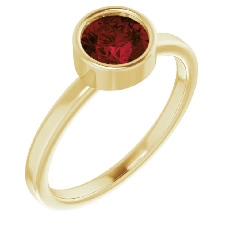 Rose gold wedding rings with diamonds-14K Yellow 6 mm Natural Mozambique Garnet Ring