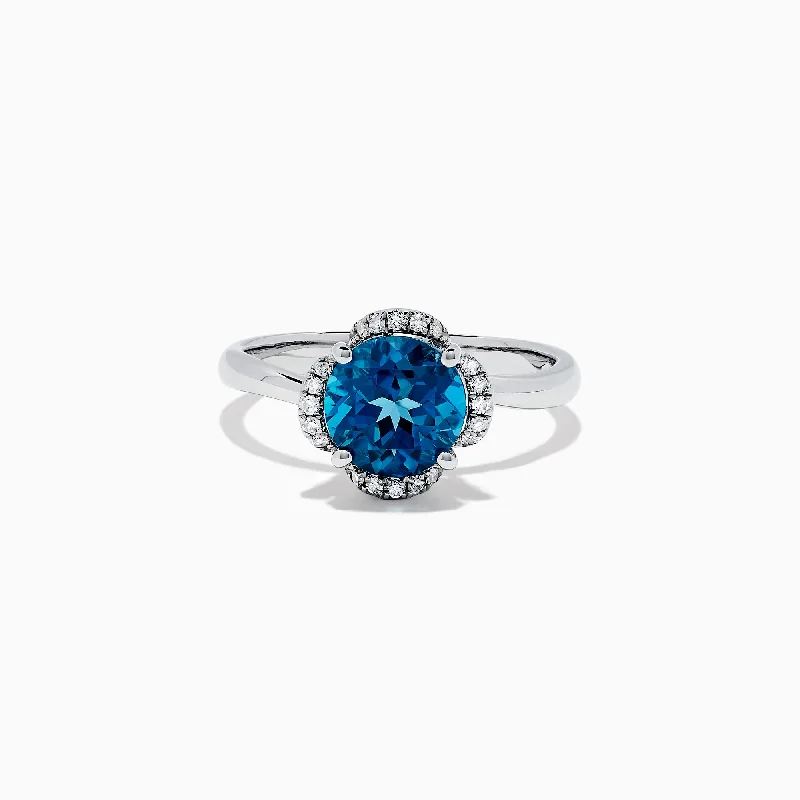 Geometric rings-Ocean Bleu 14K Gold London Blue Topaz and Diamond Ring, 2.10 TCW