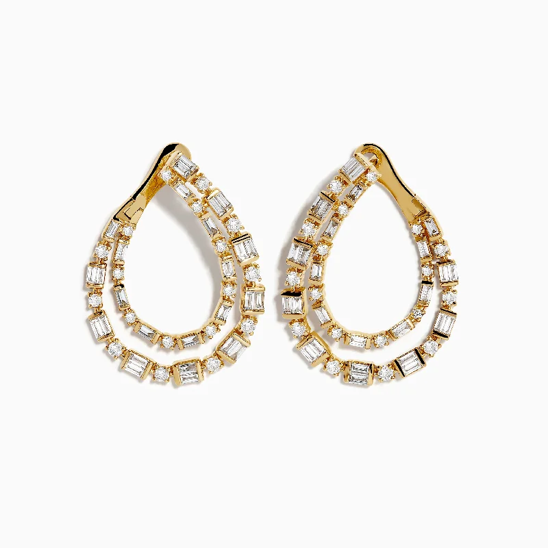 Hoop Earrings For Vintage Look-D'Oro 14K Yellow Gold Diamond Statement Earrings 2.01 TCW