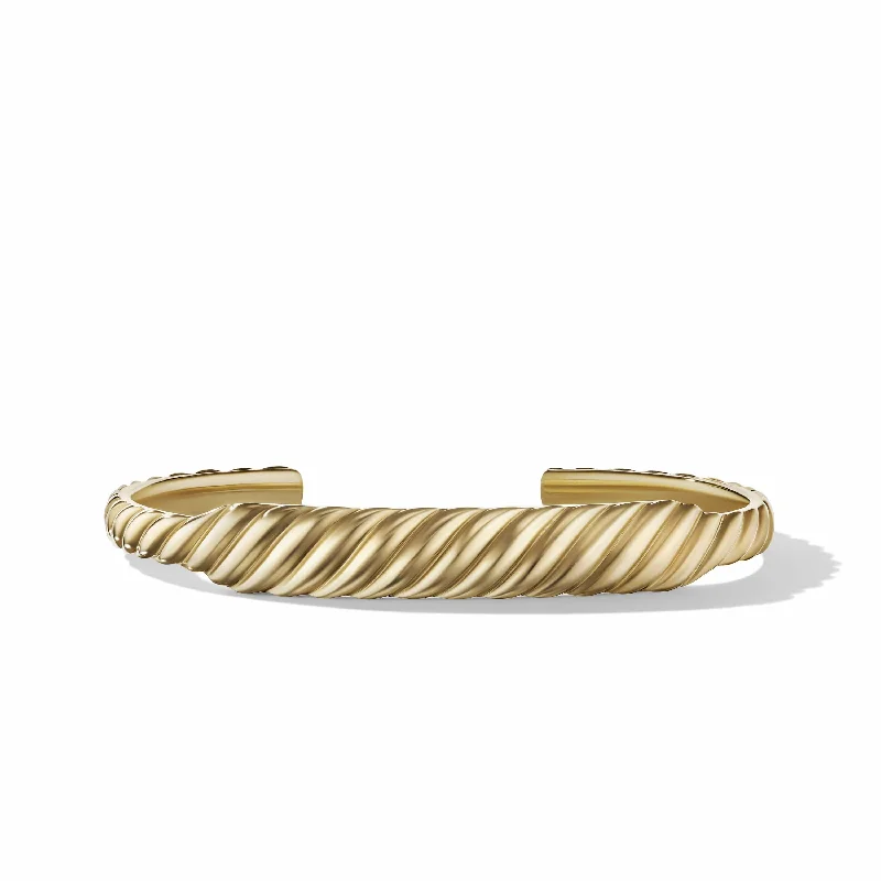 Infinity Bracelets-Sculpted Cable Contour Cuff Bracelet in 18K Yellow Gold