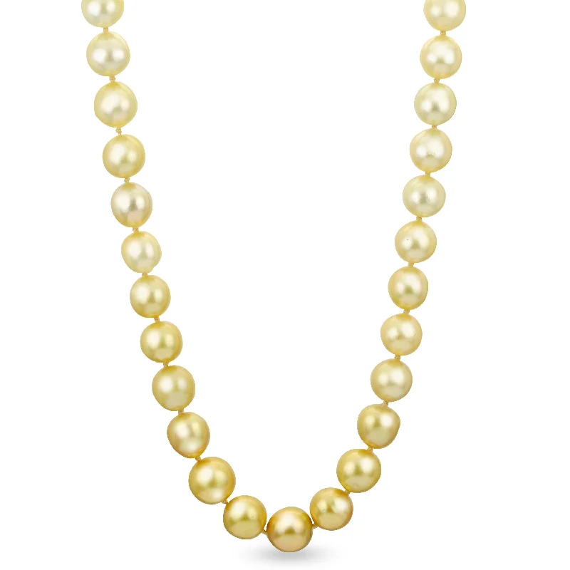 Sterling silver necklace pendants-14KT Yellow Gold Golden South Sea Pearl Necklace