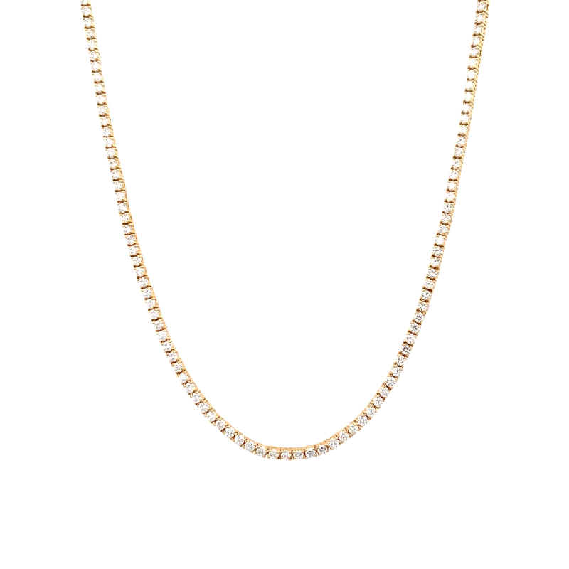 Geometric necklaces for modern style-5.5ctw Diamond Tennis Necklace in Yellow Gold