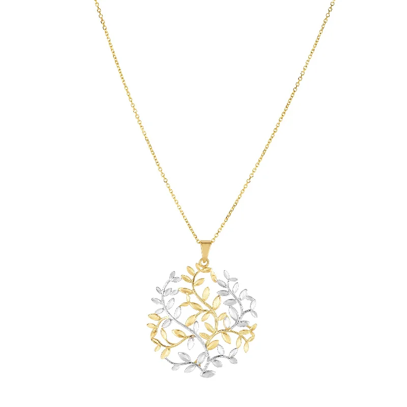 Pearl necklaces for special events-14K Two-tone Gold Tree of Life Necklace