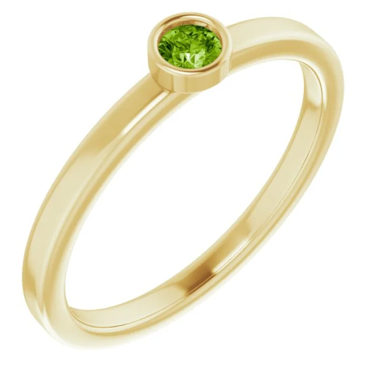 Wedding rings for couples with sapphires-14K Yellow 3 mm Natural Peridot Ring