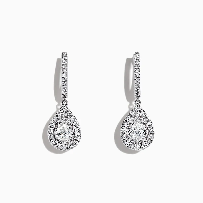 Pearl Drop Earrings For Elegant Look-Pave Classica 14K Gold Diamond Pear Shaped Drop Earrings, 0.77 TCW