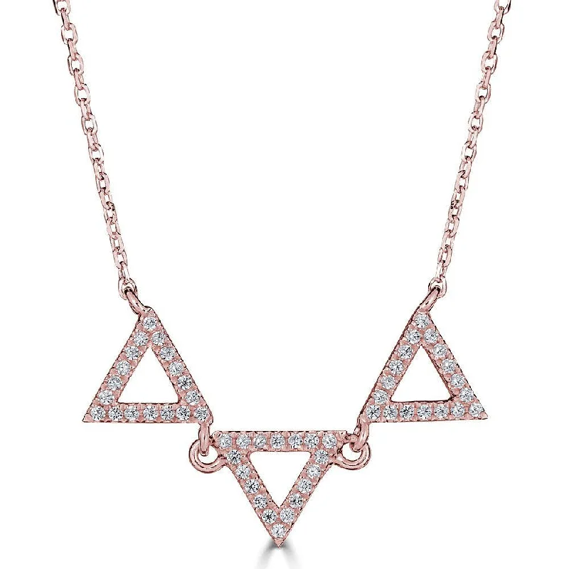 Stylish charm necklaces for parties-Emilique 14KT Gold .18 CTW Diamond Open 3 Triangle Necklace