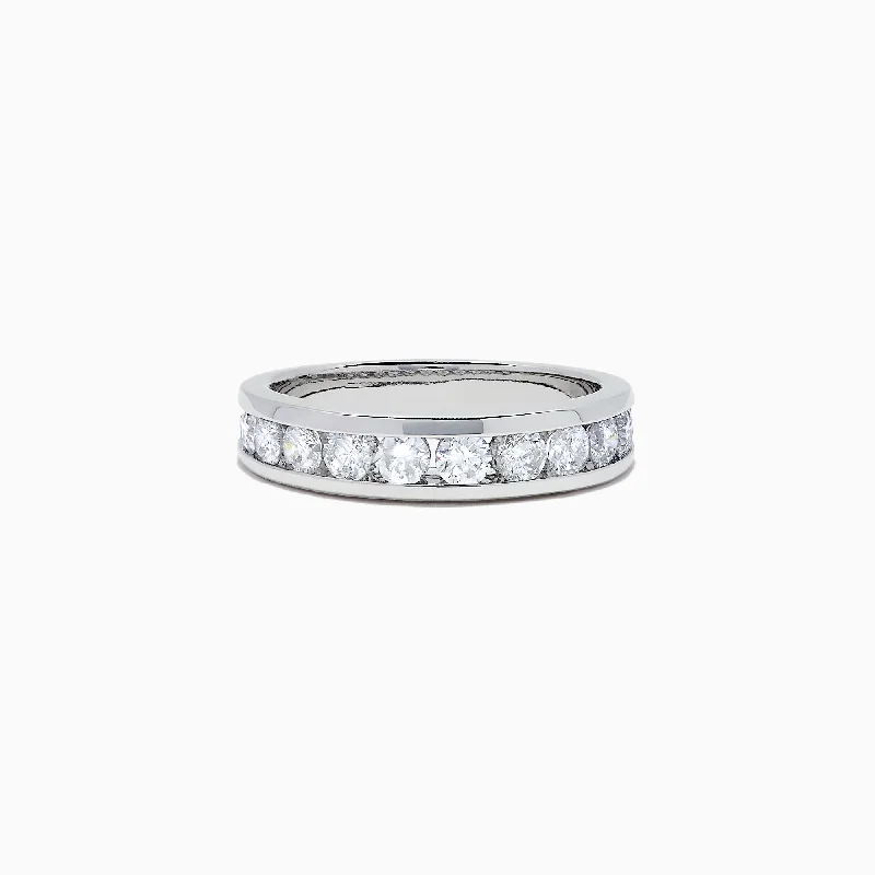 Unique engagement rings with gemstones-Bridal 14K White Gold Channel Set Diamond Band, 0.98 TCW