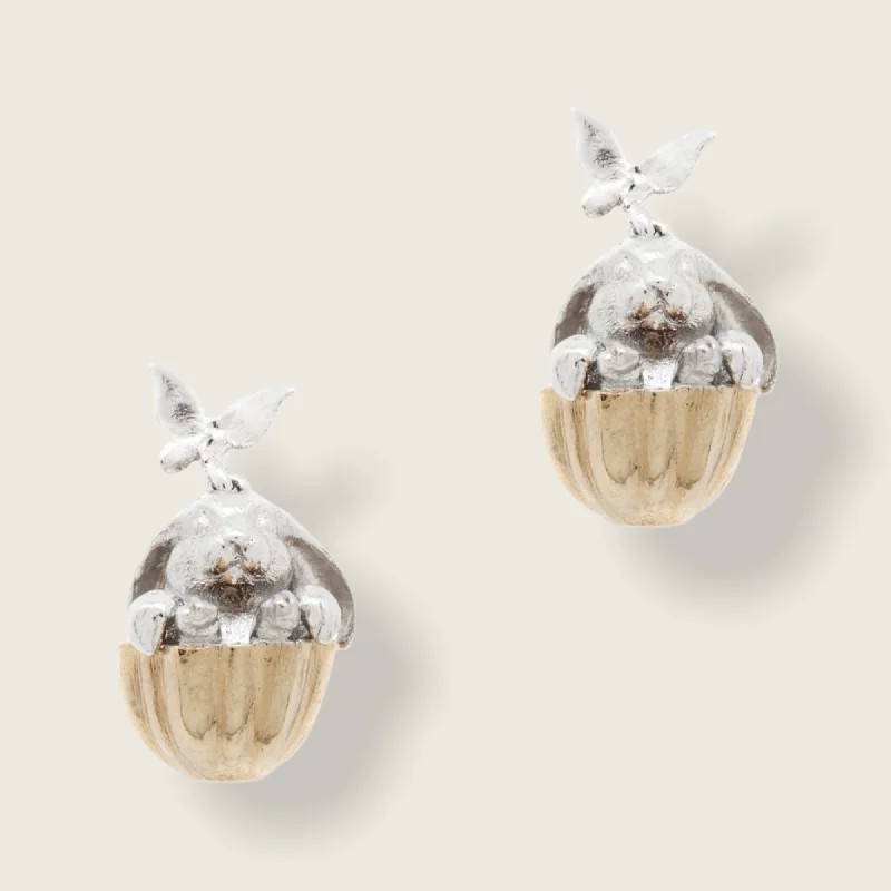 Chic Statement Earrings For Bold Fashion-Teapot Bunny Earrings by Bill Skinner Tea party collection