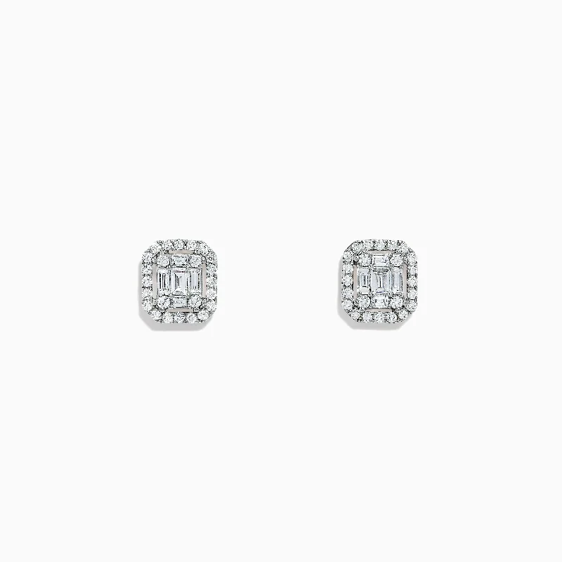 Elegant Drop Earrings For Casual Wear-Classique 14K White Gold Diamond Stud Earrings, 0.48 TCW