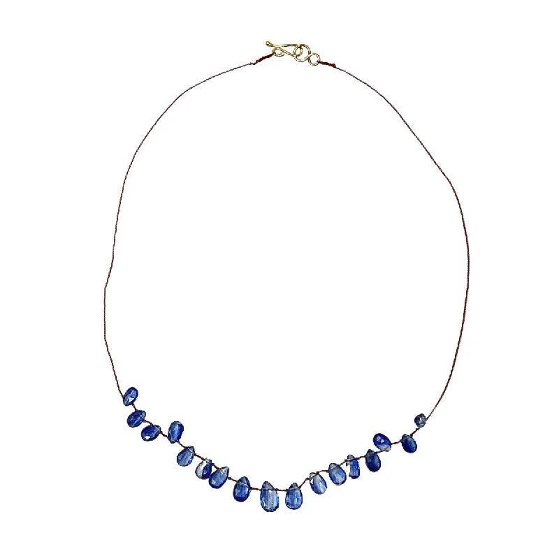 Inspirational phrase necklaces-Lena Skadegard Kyanite Petal Necklace