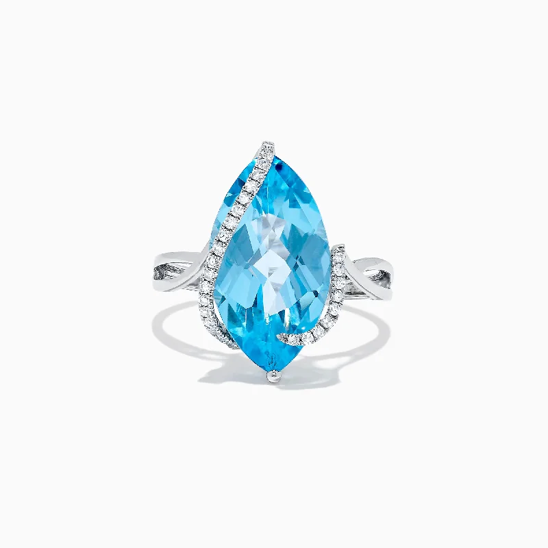 Couples matching rings-Ocean Bleu 14K White Gold Blue Topaz & Diamond Ring, 7.27 TCW