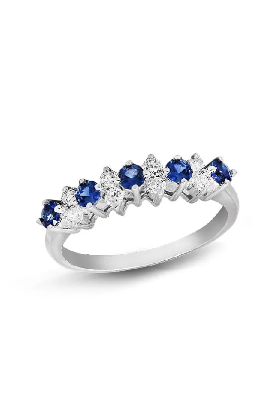 Personalized promise rings-Gemma Blue Sapphire and Diamond Ring, 0.76 TCW