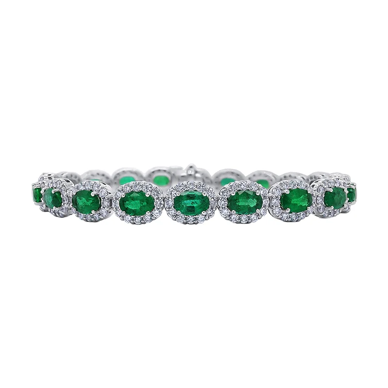 Inspired Bracelets-Emerald & Diamond Halo Bracelet